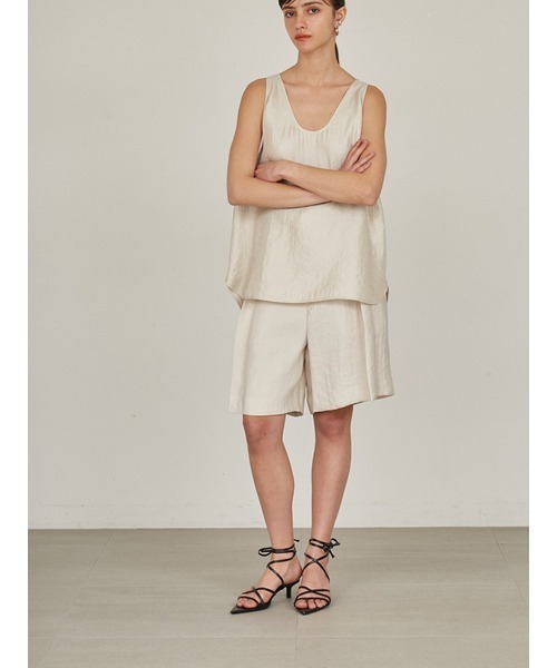 styling/（スタイリング）の「【セットアップ対応】サテン2WAYタンクトップ（Tシャツ/カットソー・レディース・ブラック/アイボリー/ライム・FREE）」の16枚目の写真