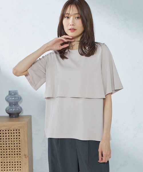 GALLORIA（ギャローリア）の「ケープ風プルオーバー（Tシャツ/カットソー・レディース・スモークピンク/チャコールグレー/ライトグレー・LL/S/M/L）」の2枚目の写真