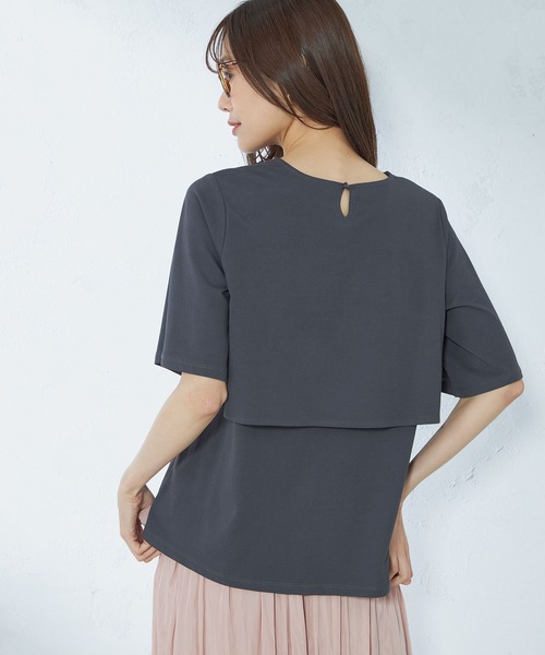 GALLORIA（ギャローリア）の「ケープ風プルオーバー（Tシャツ/カットソー・レディース・スモークピンク/チャコールグレー/ライトグレー・LL/S/M/L）」の4枚目の写真