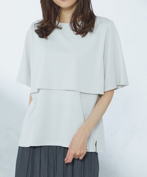 GALLORIA（ギャローリア）の「ケープ風プルオーバー（Tシャツ/カットソー・レディース・スモークピンク/チャコールグレー/ライトグレー・LL/S/M/L）」の9枚目の写真