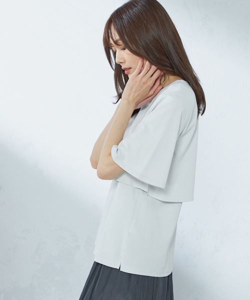 GALLORIA（ギャローリア）の「ケープ風プルオーバー（Tシャツ/カットソー・レディース・スモークピンク/チャコールグレー/ライトグレー・LL/S/M/L）」の10枚目の写真