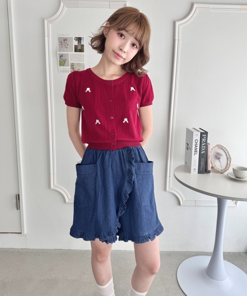 Loueme（ルエム）の「フリルラップデニムハーフパンツ（デニムパンツ・レディース・ライトブルー/ブルー・FREE）」の3枚目の写真