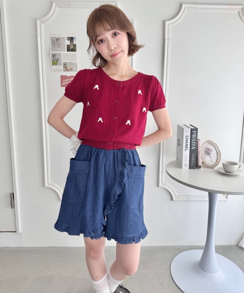 Loueme（ルエム）の「フリルラップデニムハーフパンツ（デニムパンツ・レディース・ライトブルー/ブルー・FREE）」の4枚目の写真