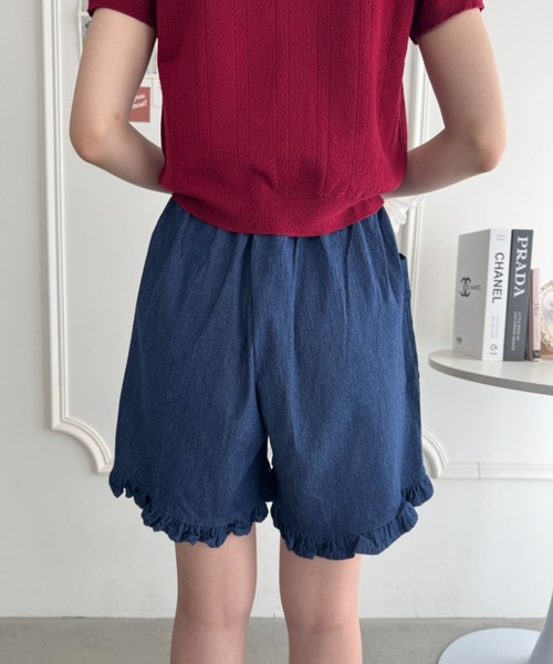Loueme（ルエム）の「フリルラップデニムハーフパンツ（デニムパンツ・レディース・ライトブルー/ブルー・FREE）」の13枚目の写真