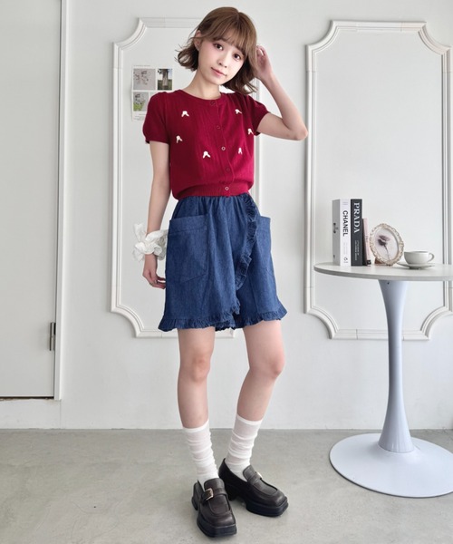 Loueme（ルエム）の「フリルラップデニムハーフパンツ（デニムパンツ・レディース・ライトブルー/ブルー・FREE）」の5枚目の写真