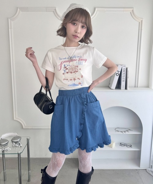 Loueme（ルエム）の「フリルラップデニムハーフパンツ（デニムパンツ・レディース・ライトブルー/ブルー・FREE）」の14枚目の写真