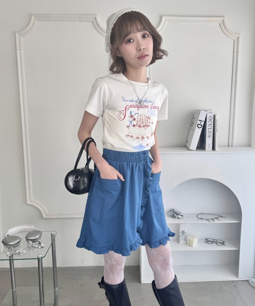 Loueme（ルエム）の「フリルラップデニムハーフパンツ（デニムパンツ・レディース・ライトブルー/ブルー・FREE）」の15枚目の写真