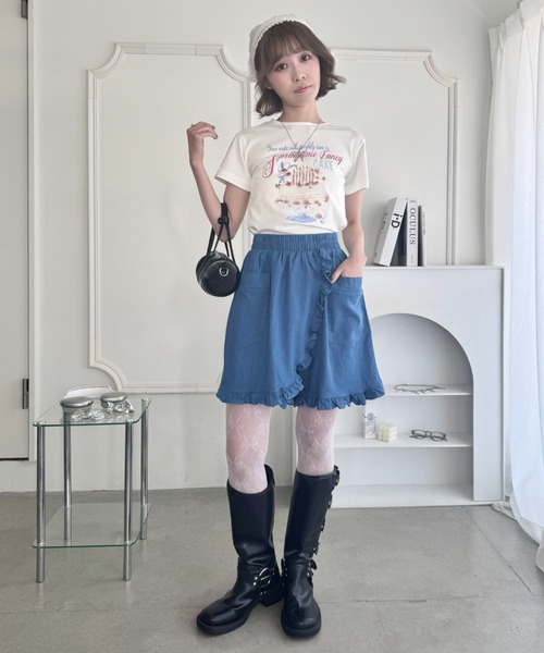 Loueme（ルエム）の「フリルラップデニムハーフパンツ（デニムパンツ・レディース・ライトブルー/ブルー・FREE）」の18枚目の写真