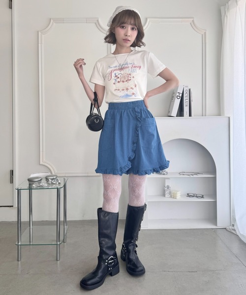 Loueme（ルエム）の「フリルラップデニムハーフパンツ（デニムパンツ・レディース・ライトブルー/ブルー・FREE）」の17枚目の写真