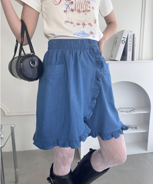 Loueme（ルエム）の「フリルラップデニムハーフパンツ（デニムパンツ・レディース・ライトブルー/ブルー・FREE）」の22枚目の写真