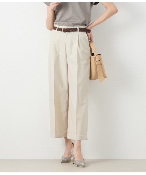 ニューヨーカー（NEWYORKER）/【ウォッシャブル】リネンライクストレッチ ワンタックワイドパンツ ウォッシャブル】リネンライクストレッチ ワンタックワイドパンツ