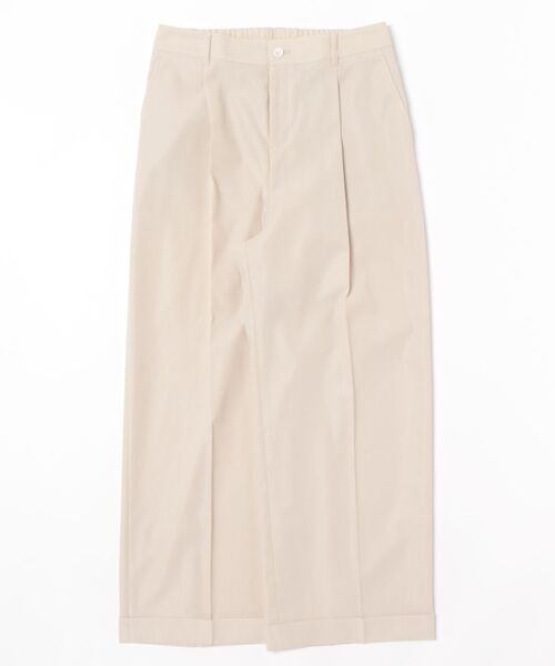 ウォッシャブル】リネンライクストレッチ ワンタックワイドパンツ