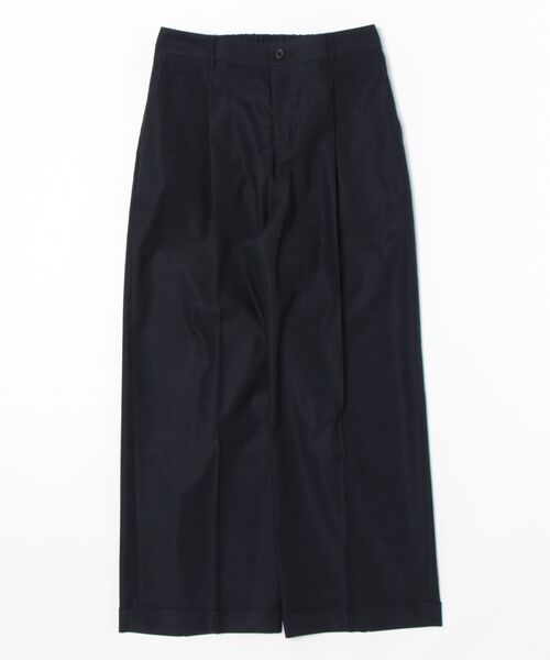 ウォッシャブル】リネンライクストレッチ ワンタックワイドパンツ