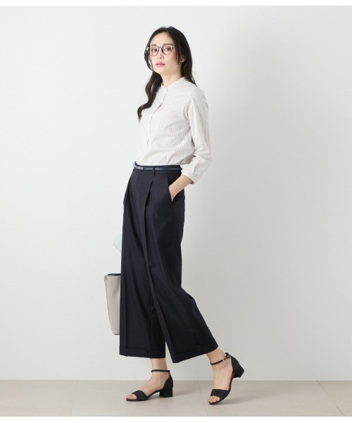 NEWYORKER(ニューヨーカー)の「【ウォッシャブル】リネンライクストレッチ ワンタックワイドパンツ(その他パンツ・レディース・ネイビー/グレイッシュベージュ・11号/9号)」の4枚目の写真