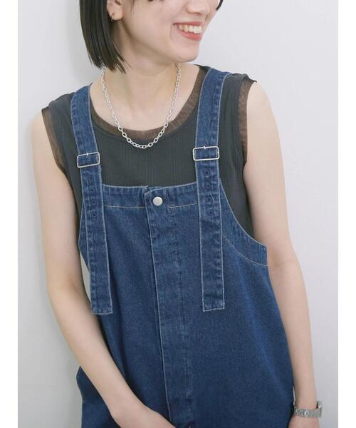 Samansa Mos2 blue（サマンサモスモスブルー）の「チュール付リブタンク（Tシャツ/カットソー・レディース・オフホワイト/チャコールグレー/シルバーグレー・F）」の2枚目の写真