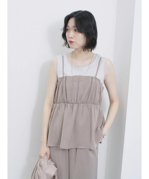 Samansa Mos2 blue（サマンサモスモスブルー）の「チュール付リブタンク（Tシャツ/カットソー・レディース・オフホワイト/チャコールグレー/シルバーグレー・F）」の21枚目の写真