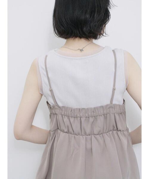 Samansa Mos2 blue（サマンサモスモスブルー）の「チュール付リブタンク（Tシャツ/カットソー・レディース・オフホワイト/チャコールグレー/シルバーグレー・F）」の20枚目の写真