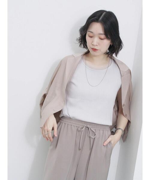 Samansa Mos2 blue（サマンサモスモスブルー）の「チュール付リブタンク（Tシャツ/カットソー・レディース・オフホワイト/チャコールグレー/シルバーグレー・F）」の18枚目の写真