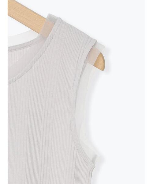 Samansa Mos2 blue（サマンサモスモスブルー）の「チュール付リブタンク（Tシャツ/カットソー・レディース・オフホワイト/チャコールグレー/シルバーグレー・F）」の10枚目の写真