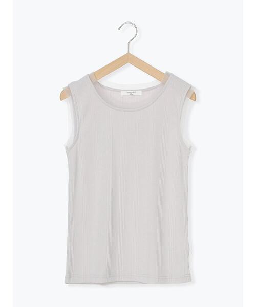Samansa Mos2 blue（サマンサモスモスブルー）の「チュール付リブタンク（Tシャツ/カットソー・レディース・オフホワイト/チャコールグレー/シルバーグレー・F）」の6枚目の写真