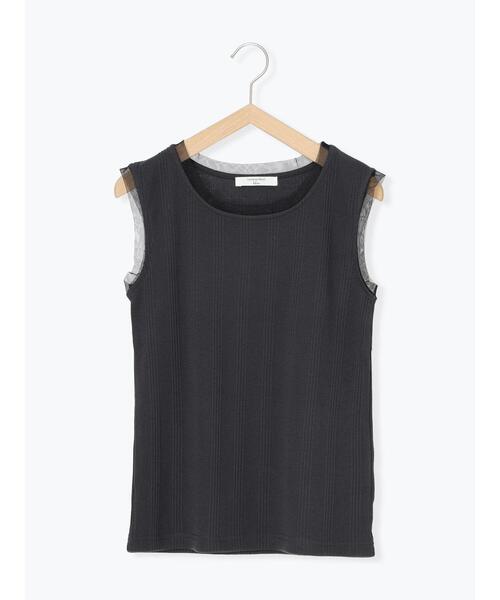 Samansa Mos2 blue（サマンサモスモスブルー）の「チュール付リブタンク（Tシャツ/カットソー・レディース・オフホワイト/チャコールグレー/シルバーグレー・F）」の4枚目の写真