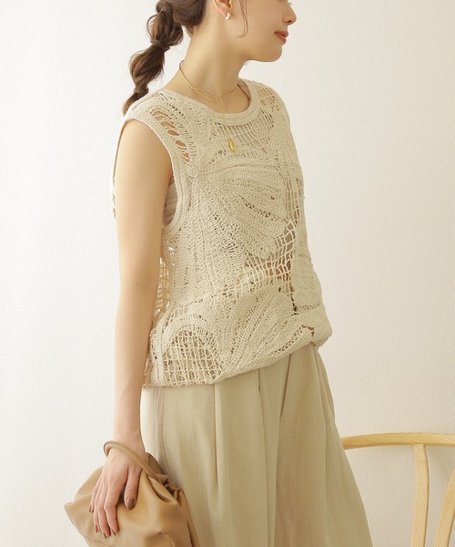 crochet sleeveless knit tops /ボタニカル クロシェ