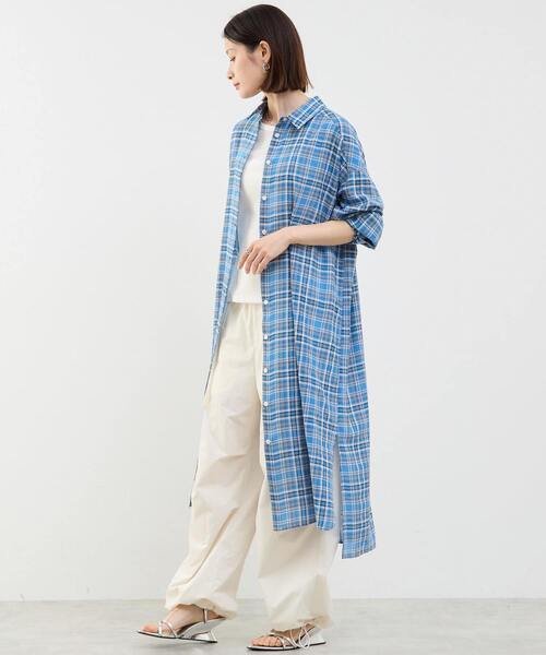 SOFFITTO(ソフィット)の「3WAYシャツワンピース(シャツワンピース・レディース・ブラック×ホワイト/ホワイト/ブルー系その他・FREE)」の4枚目の写真