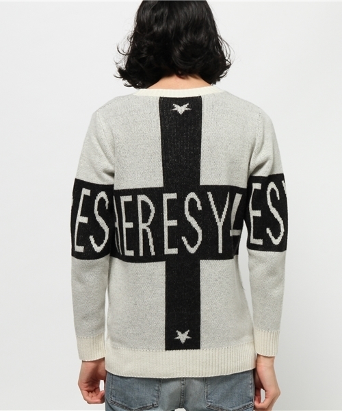 NO ID.（ノーアイディ）の「WNﾆｯﾄHERESY+JQｸﾙｰNﾌﾟﾙｵｰﾊﾞｰ（ニット/セーター・メンズ・ホワイト/ブラック・1/2）」の4枚目の写真