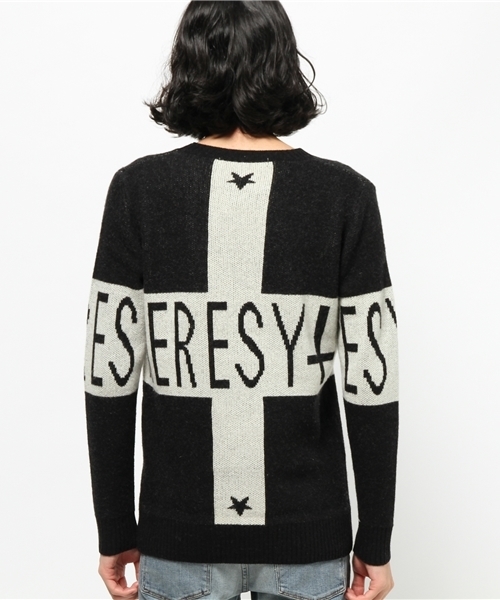 NO ID.（ノーアイディ）の「WNﾆｯﾄHERESY+JQｸﾙｰNﾌﾟﾙｵｰﾊﾞｰ（ニット/セーター・メンズ・ホワイト/ブラック・1/2）」の8枚目の写真