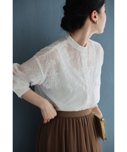 お値下げ！seesewレースアップシャツ レーススカラップブラウス(ブラウス・シャツ) | a.v.v(アー・ヴェ