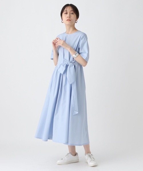 Elura（エルーラ）の「アイロンいらずハリ感ワンピース〈低身長サイズあり〉/450243（ワンピース・レディース・ライトブルー/ホワイト/ネイビー・FREE）」の2枚目の写真