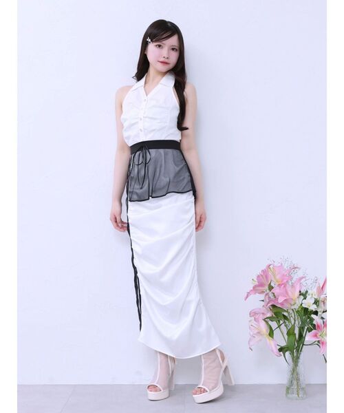 EATME（イートミー）の「フロントギャザーノースリーブシャツ（シャツ/ブラウス・レディース・ブルー/オフホワイト/ブラック・FREE）」の6枚目の写真