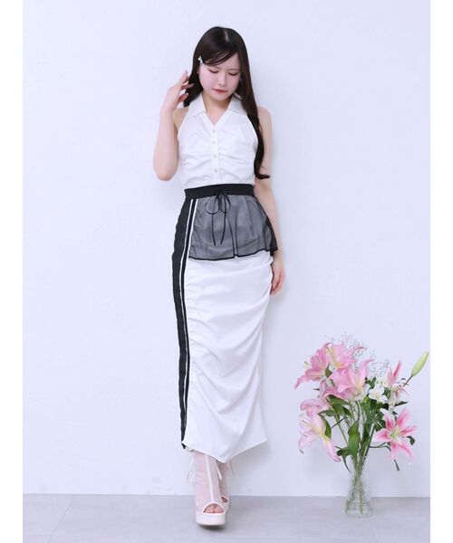 EATME（イートミー）の「フロントギャザーノースリーブシャツ（シャツ/ブラウス・レディース・ブルー/オフホワイト/ブラック・FREE）」の7枚目の写真