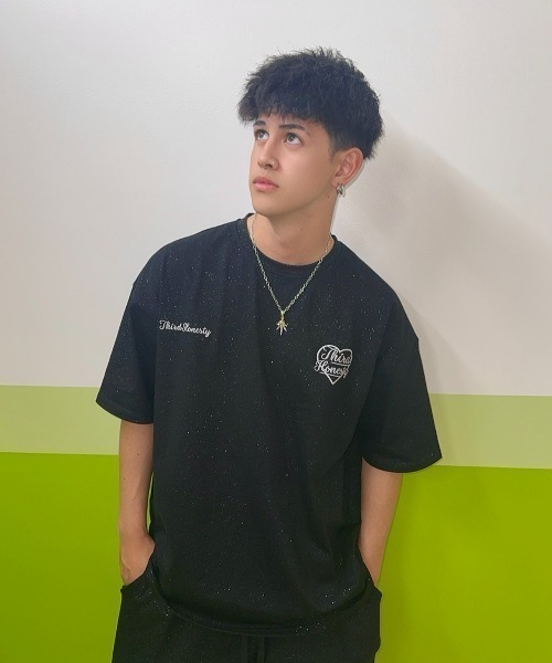 ArguECulturE ストリート ラメ 金属感ロゴ 半袖 Tシャツ 2色 ArguECulturEストリート ラメプリント ゆる 半袖Tシャツ 2色