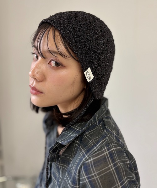 セール】透かし編みサマーニットビーニー/ボンネット（ニットキャップ