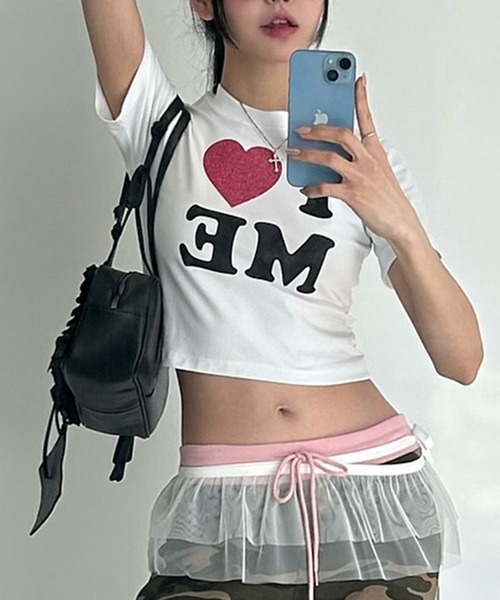 MEMECLE(メメクル)の「【 MEMECLE / メメクル 】I LOVE ME T-shirt アイラブミーTシャツ(Tシャツ/カットソー・レディース・ホワイト・S/M/L)」の6枚目の写真
