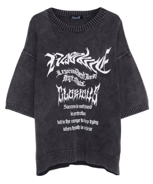 CavariA（キャバリア）の「『CavariA/キャバリア』ウォッシュ加工半袖ニット（ニット/セーター・メンズ・チャコール/ブルーグレー・L/M）」の3枚目の写真