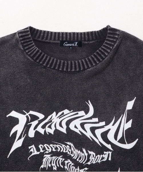 CavariA（キャバリア）の「『CavariA/キャバリア』ウォッシュ加工半袖ニット（ニット/セーター・メンズ・チャコール/ブルーグレー・L/M）」の5枚目の写真