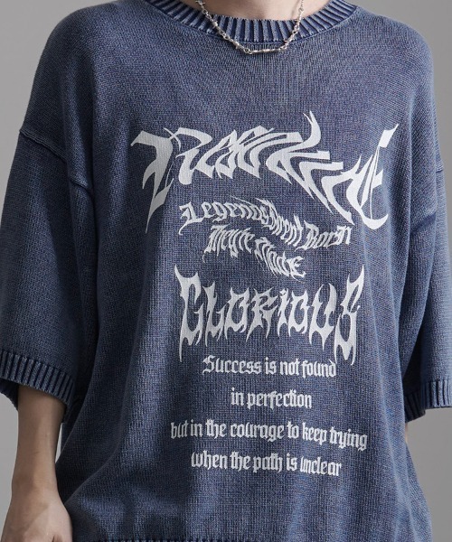 CavariA（キャバリア）の「『CavariA/キャバリア』ウォッシュ加工半袖ニット（ニット/セーター・メンズ・チャコール/ブルーグレー・L/M）」の13枚目の写真