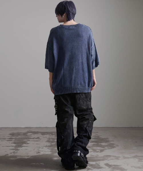 CavariA（キャバリア）の「『CavariA/キャバリア』ウォッシュ加工半袖ニット（ニット/セーター・メンズ・チャコール/ブルーグレー・L/M）」の16枚目の写真