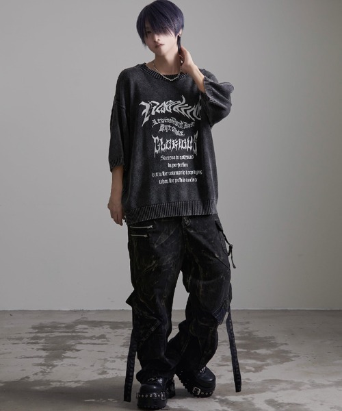 CavariA（キャバリア）の「『CavariA/キャバリア』ウォッシュ加工半袖ニット（ニット/セーター・メンズ・チャコール/ブルーグレー・L/M）」の18枚目の写真