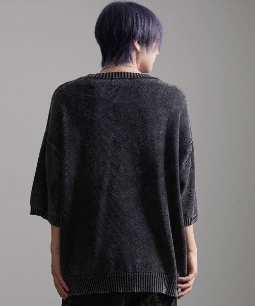 CavariA（キャバリア）の「『CavariA/キャバリア』ウォッシュ加工半袖ニット（ニット/セーター・メンズ・チャコール/ブルーグレー・L/M）」の11枚目の写真