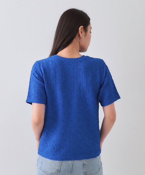 OPAQUE.CLIP(オペークドットクリップ)の「ふくれジャカードショートカットソー【洗濯機洗い可】(Tシャツ/カットソー・レディース・ブラック/ブラウン系その他/ブルー系その他/ホワイト・38/40/42)」の9枚目の写真