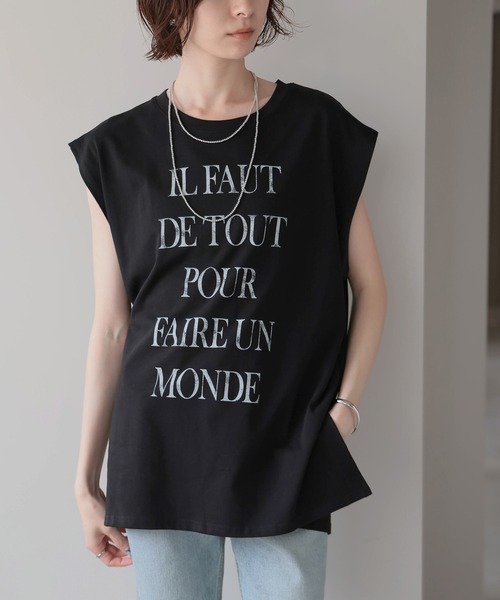 each(イーチ)の「ビッグロゴプリントフレンチTシャツ(Tシャツ/カットソー・レディース・ブラック/ホワイト・FREE)」の2枚目の写真
