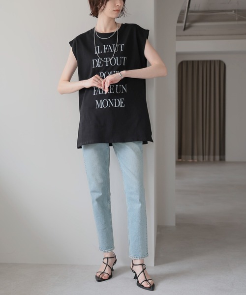 each(イーチ)の「ビッグロゴプリントフレンチTシャツ(Tシャツ/カットソー・レディース・ブラック/ホワイト・FREE)」の6枚目の写真