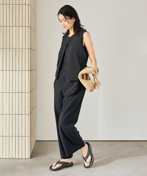 green label relaxing（グリーンレーベルリラクシング）の「［size SHORT/TALLあり］ドライクロス レイヤード オールインワン（つなぎ/オールインワン・レディース・ターコイズブルー/ブラック/モカ・SHORT/36/38/TALL）」の6枚目の写真