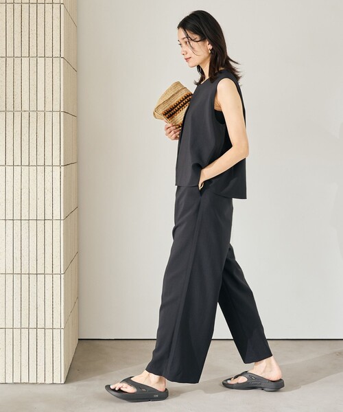 green label relaxing（グリーンレーベルリラクシング）の「［size SHORT/TALLあり］ドライクロス レイヤード オールインワン（つなぎ/オールインワン・レディース・ターコイズブルー/ブラック/モカ・SHORT/36/38/TALL）」の7枚目の写真