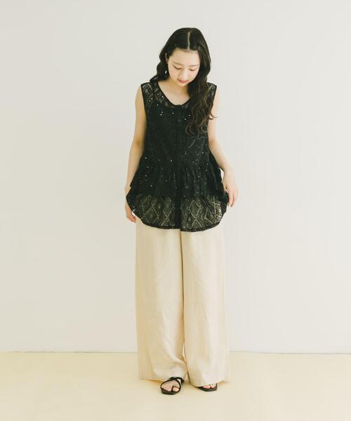 ITEMS URBANRESEARCH（アイテムズ アーバンリサーチ）の「シアースパンコールペプラムトップス（その他トップス・レディース・ブラック/ライトベージュ・FREE）」の18枚目の写真