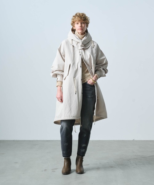 kha:ki（カーキ）の「「KHA:KI / カーキ」NEW TYPE-65 COAT（ミリタリージャケット・レディース・オフホワイト/ブラック/マルチ/オリーブ・1）」の5枚目の写真