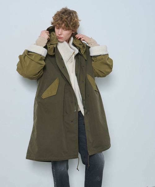 kha:ki（カーキ）の「「KHA:KI / カーキ」NEW TYPE-65 COAT（ミリタリージャケット・レディース・オフホワイト/ブラック/マルチ/オリーブ・1）」の13枚目の写真